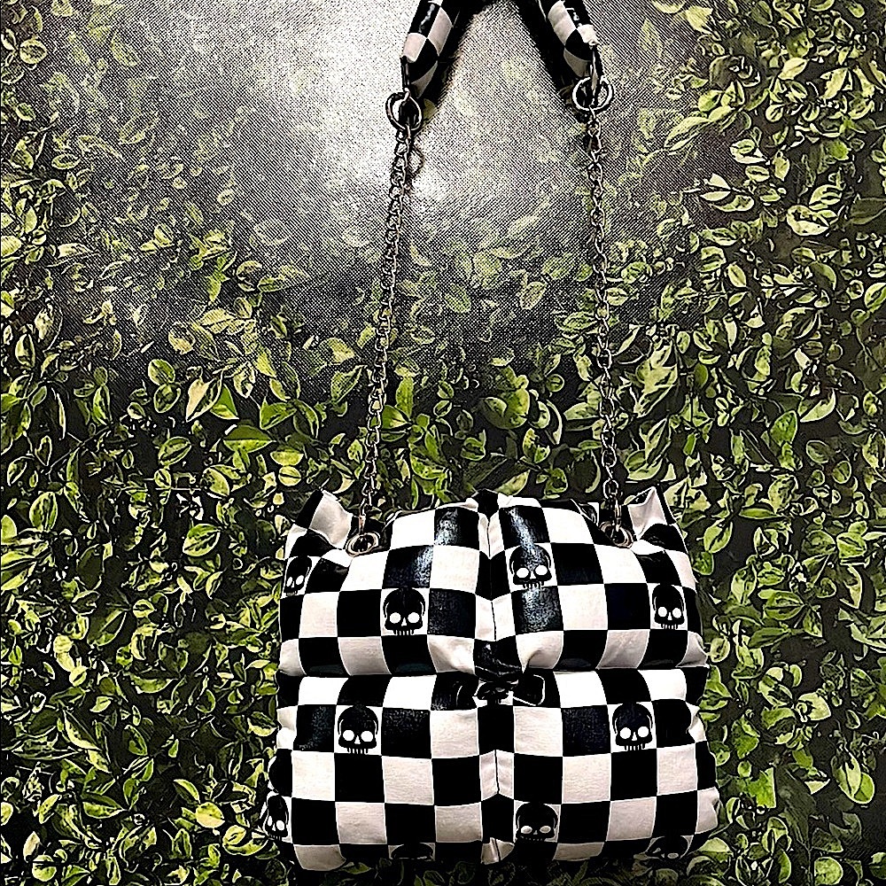 Stylish Black and White Checkered Women's Bag